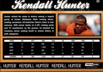 2011 Press Pass #32 Kendall Hunter Back