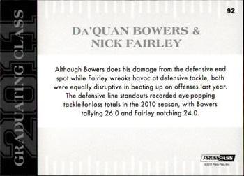 2011 Press Pass #92 Da'Quan Bowers / Nick Fairley Back