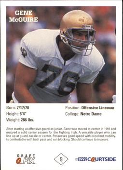 1992 Courtside Draft Pix - Bronze #9 Gene McGuire Back