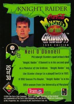 1994 Coca-Cola Monsters of the Gridiron - Gold #25 Neil O'Donnell Back