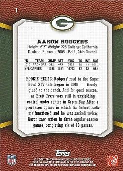 2011 Topps Rising Rookies #1 Aaron Rodgers Back