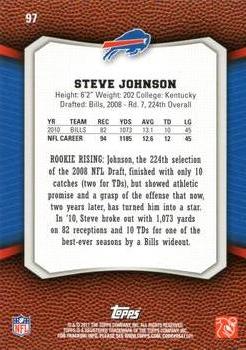 2011 Topps Rising Rookies #97 Steve Johnson Back