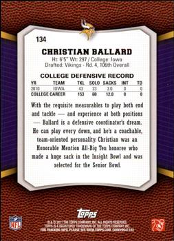 2011 Topps Rising Rookies #134 Christian Ballard Back