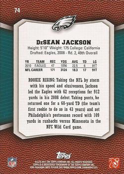 2011 Topps Rising Rookies #74 DeSean Jackson Back
