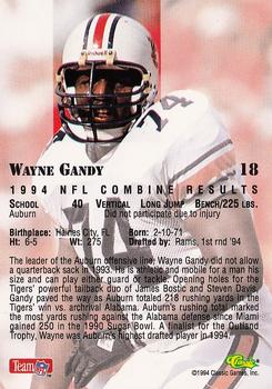 1994 Classic NFL Draft - Gold #18 Wayne Gandy Back