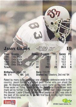 1994 Classic NFL Draft - Gold #19 Jason Gildon Back
