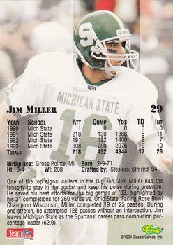 1994 Classic NFL Draft - Gold #29 Jim Miller Back