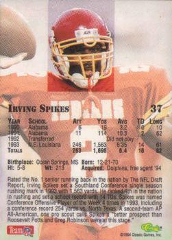 1994 Classic NFL Draft - Gold #37 Irving Spikes Back