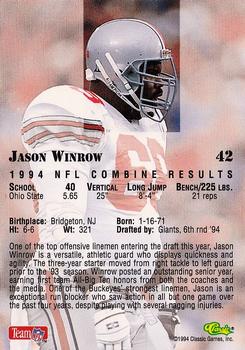 1994 Classic NFL Draft - Gold #42 Jason Winrow Back