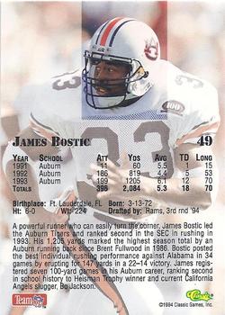 1994 Classic NFL Draft - Gold #49 James Bostic Back