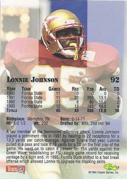 1994 Classic NFL Draft - Gold #92 Lonnie Johnson Back