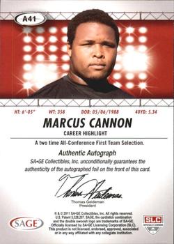 2011 SAGE HIT - Autographs #A41 Marcus Cannon Back