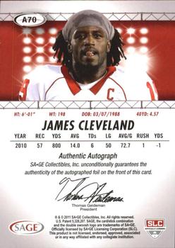 2011 SAGE HIT - Autographs #A70 James Cleveland Back