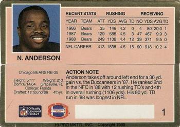 1989 Action Packed Test #1 Neal Anderson Back