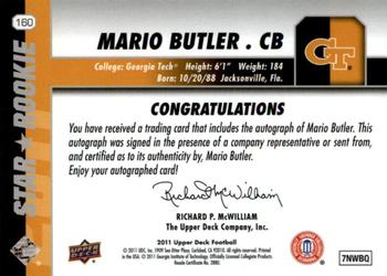 2011 Upper Deck - Rookie Autographs #160 Mario Butler Back