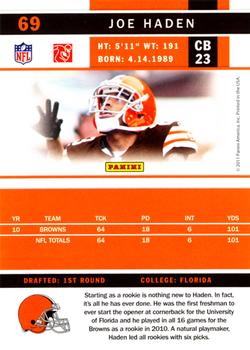 2011 Score - Scorecard #69 Joe Haden Back