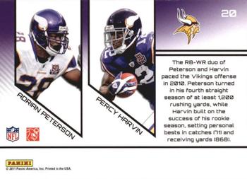 2011 Panini Prestige - Connections #20 Adrian Peterson / Percy Harvin Back