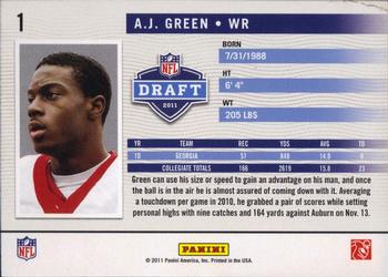 2011 Panini Prestige - NFL Passport #1 A.J. Green Back