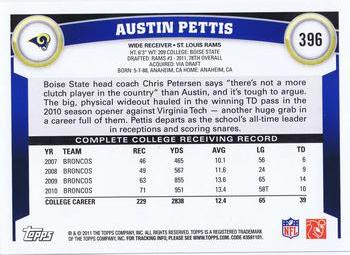 2011 Topps #396 Austin Pettis Back
