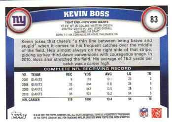 2011 Topps #83 Kevin Boss Back