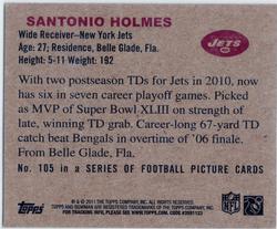 2011 Topps - 1950 Bowman #105 Santonio Holmes Back
