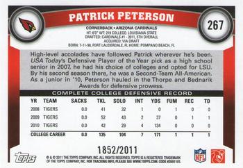 2011 Topps - Gold #267 Patrick Peterson Back