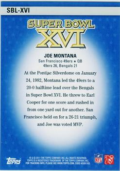 2011 Topps - Super Bowl Legends #SBL-XVI Joe Montana Back