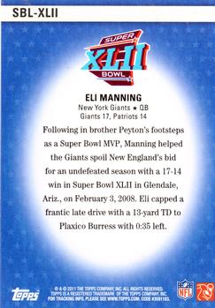 2011 Topps - Super Bowl Legends #SBL-XLII Eli Manning Back