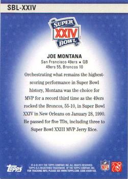 2011 Topps - Super Bowl Legends #SBL-XXIV Joe Montana Back