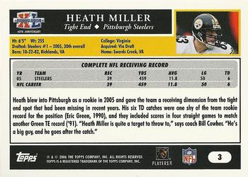 2006 Topps Pittsburgh Steelers Super Bowl XL Champions #3 Heath Miller Back