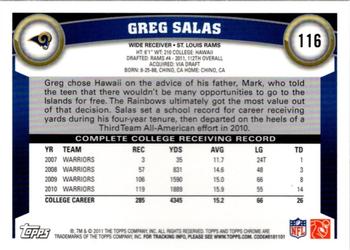 2011 Topps Chrome #116 Greg Salas Back