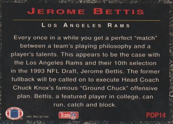 1993 Pro Set Power - Draft Picks #PDP14 Jerome Bettis Back
