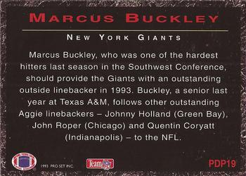 1993 Pro Set Power - Draft Picks #PDP19 Marcus Buckley Back
