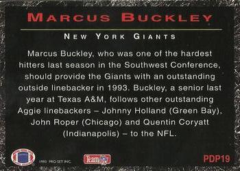 1993 Pro Set Power - Draft Picks Gold #PDP19 Marcus Buckley Back