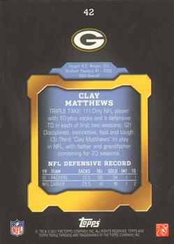 2011 Topps Triple Threads #42 Clay Matthews Back