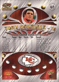 1997 Pacific Revolution - Copper #67 Tony Gonzalez Back