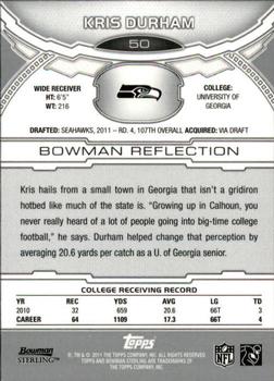 2011 Bowman Sterling #50 Kris Durham Back