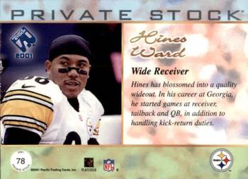 2001 Pacific Private Stock - Blue Framed #78 Hines Ward Back