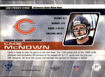 2001 Pacific Private Stock - Game Worn Gear #27 Cade McNown Back