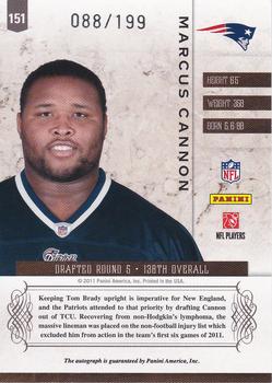 2011 Panini Plates & Patches #151 Marcus Cannon Back