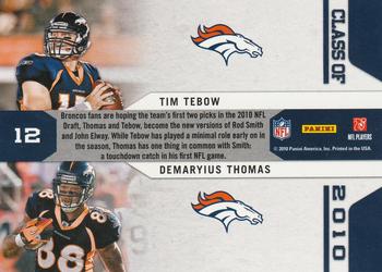 2010 Playoff Contenders - Draft Class #12 Demaryius Thomas / Tim Tebow  Back
