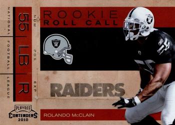 2010 Playoff Contenders - Rookie Roll Call #25 Rolando McClain  Front