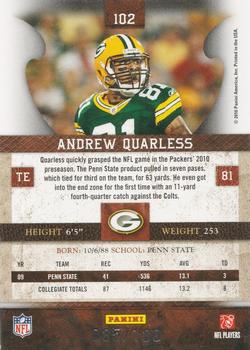 2010 Panini Plates & Patches - Silver #102 Andrew Quarless  Back