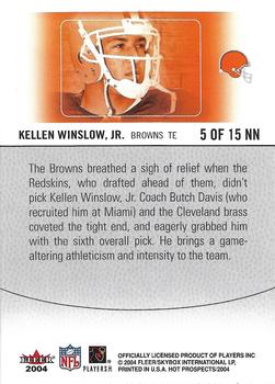 2004 Fleer Hot Prospects - Notable Newcomers #5 NN Kellen Winslow, Jr. Back