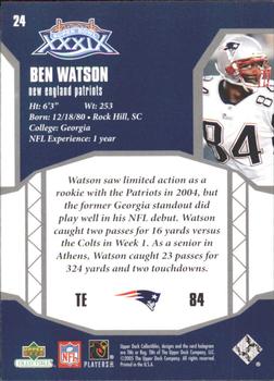 2005 Upper Deck Collectibles Super Bowl XXXIX Champions #24 Ben Watson Back