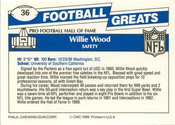 1989 Swell Greats #36 Willie Wood Back
