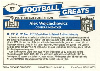 1989 Swell Greats #57 Alex Wojciechowicz Back