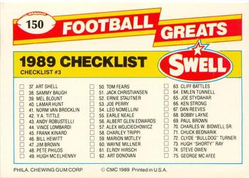 1989 Swell Greats #150 Checklist Front