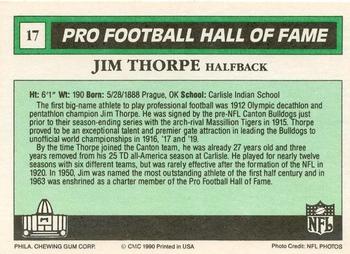 1990 Swell Greats #17 Jim Thorpe Back