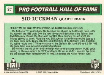 1990 Swell Greats #27 Sid Luckman Back